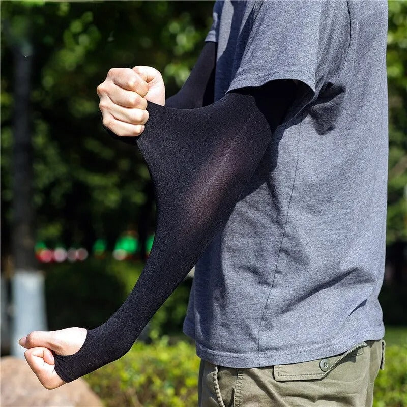 Ice Silk Fabric Fingerless Sleeves